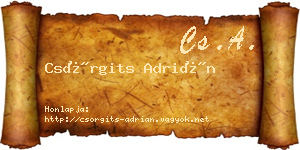 Csörgits Adrián névjegykártya